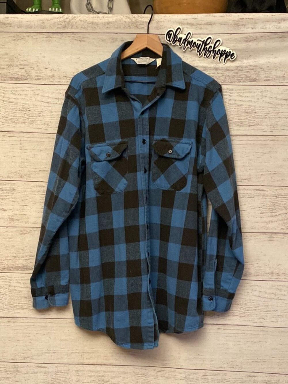 Frostproof Blue Black Buffalo Plaid Button Down Cotton Shirt